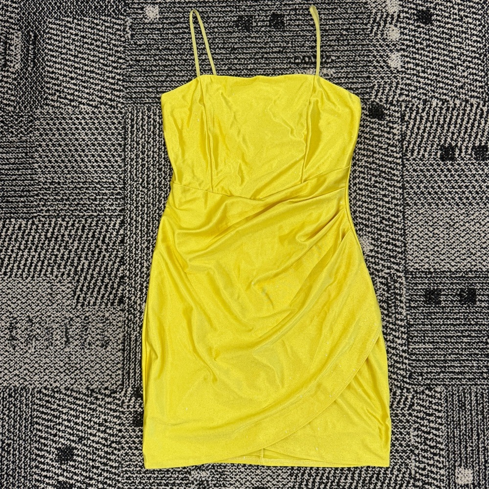 Emerald Sundae Yellow Spaghetti Strap Bodycon Mini Dress